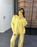 Fongt 2025 New Women's Languiled Collar Knitted Trousers Two-Set