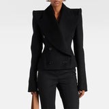 Fongt Early Autumn New Fashion Double Buckle Simple Body Cover Wool Jacket Jacket