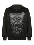 Goth Graphic Oversized Hoodie-Outfit