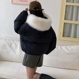 Korean Version Sweet Down Jacket Female Short Money 2024 Winter New Style Add Thick Small Fox Fur Collar White Duck Down Coat Tide-Outfit