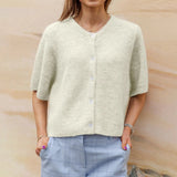 Button Up Short Sleeve Cardigan-Outfit