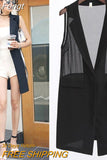 Fashion Summer Vest Jacket Women Plus size 5XL Black Chiffon Sleeveless Outerwear Female Perspective Casual Waistcoat