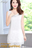 Beaded Sequins Sleeveless Vest Chiffon Blouse Lace Shirt Ladies Medium-long Tank Tops Sequin Summer Woman Elegant