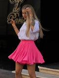 Fongt Up Wooden Ear Skirt 2025 Summer New Y2K Street Trend Splicing Mini Folded Skirt