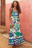 Fongt Southeast Asia New Small Flower Wave Sling Skirt High-End Temperament A-Line Dress-88166-Outfit