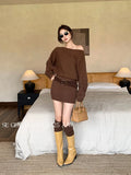 Fongt Xixi 13 Line 2025 Autumn White Standard Temperament Knitted Round Collar Dress With Thin High Waist Short Dress Woman 25505