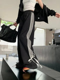 Stripe Bow Baggy Sweatpants-Outfit