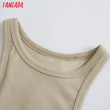 2021 Summer Women Solid Basic Cropped Tanks Top Sleeveless Backless Female Tops