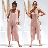 Neck Casual Backless Overalls