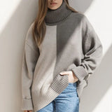 Women's Turtleneck Patchwork Sweater 2022 Autumn Winter Knitted Long Sleeve Female Pullover Casual Elegant Ladies