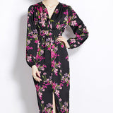 Fongt Temperament Elegant Dress Spring And Autumn New Light Style Lantern Sleeve Femininity Print Dress Dress
