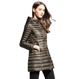 2024 New Autumn And Winter Light Down Jacket Female Long Plus Size Hood Slim Plus Plus Size Coat-Outfit