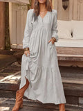 Button Cotton Linen Urban Leisure Retro Casual Long-sleeved Large Swing