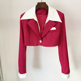 Fongt 2025 Star New Color Suit Umbilical Short Jacket Set Folding Skirt