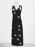 Famous Style Temperament Dress Woman 2025 Summer New Fashion Diamond Flower Design Slings Long