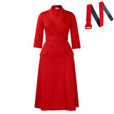 Fongt Women's 2025 Autumn And Winter 2025 New Fashion Long-Sleeved Suit Double Buckle Long African Dress