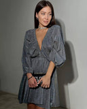 Fongt Spring Design V-Neck Dress French Solid Color Sexy Short Dress Woman