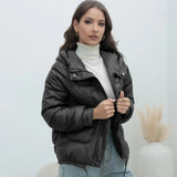 Station Down Cotton-Padded Jacket 2023 New Women's Winter Thickened Cotton-Padded Jacket Popular Style Bright Color Vertical Collar Cotton-Padded Jacket-Outfit