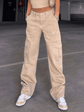 Pocket Detail Straight Cargo Jeans-Outfit