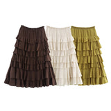 Fongt Women's Clothing INS Burst Casual Cascade Cascade Decoration Fan Flute Half-Body Skirt