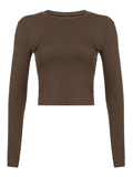 Basic Solid Long Sleeve Crop Top-Outfit