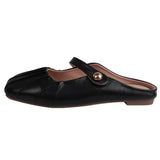 Fongt Flat-Bottomed Bun Head Half-Dragging Sandals Women Spring And Autumn High-End Summer Wearing Mary Jane Muller With Skirt Single Shoes
