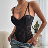 Fongt New Hot-Selling Sexy Lace Patchwork Niche Street Spice Style Jumpsuit In Stock-Outfit