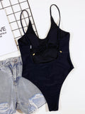 Fongt Single Swimsuit 2023 Outer Single Bikini Solid Color Ladies One Piece B534Q-Outfit