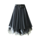 Fongt Half-Dress 2025 New Spring And Summer Long Black Big Swing Skirt Super Fairy Lace Mesh Dress 8808