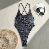 2025 New Hot Zebra Pattern Sexy Bare Back Trousers Swimsuit