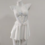 Fongt With Chest Cushion Pure Lust Wind Pajamas Female French Pure Lust Wind High-Grade Lace Perspective Thin Ice Ribbon Sling Skirt
