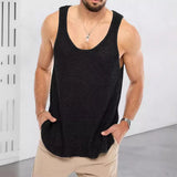 Fongt Spring And Summer Men's Casual Top Tank Top Sleeveless Knit Pure Color Men's Sweater