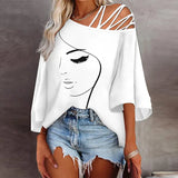 Fongt Autumn Fashion Splicing Loose Leisure Blouse Lady Print T-Shirt