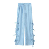New Multi-Color Lace Bow Ornaments Loose Casual Trousers-Outfit