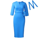 Fongt African Women's Fashion Temperament Pure Color Elegant OL Strap V Tie Tongle Large-Size Dress