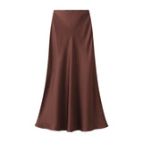 Fongt Lustrous Silky Silky Dress Half-Dress Women's Summer Long Fishtail Skirt High-Waisted Thin-Butt Skirt9902