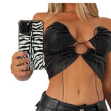 Fongt Women's Ins Wind 2024 Summer New One-Line Collar Wrapped Chest Hanging Neck Strap Sexy Slim Small Vest-Outfit