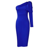 Fongt Women's Clothing 2025 Autumn And Winter 2025 New Fashion Temperament Repair Slanted Shoulder Sexy Dress