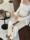 Solid Wrap Around Top And Drawstring Pants Set-Outfit