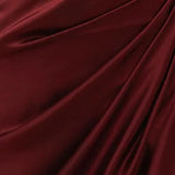 Midi Satin Dress Split Adjustable Strap Ruched Cowl Neck Asymmetrical Zipper Party Dress Elegant Sexy Woman Dresses