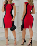 Summer Contrast Color Sleeveless Round Neck Stitching Zipper