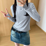 Hooded Solid Color Long-Sleeved T-Shirt Women's Early Autumn New Style Design Slim And Thin T-Shirt-Outfit