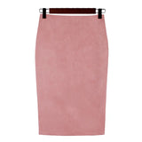 Fongt Skirt Solid Color Split Deer Skin Velvet Skirt High Purse Hip Thin Versatile Skirt-Outfit