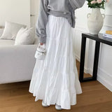 Solid Color High Waist Maxi Skirt-Outfit