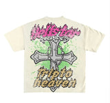 New Skull Print Mode Short-Sleeved Round-Collar Street Wash Hip-Hop Fashion Brand Retro Loose T-Shirt-Outfit