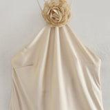 New Summer Dress With Detachable Decal Collar And Bare Back-Outfit