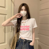 Fongt Girls Hollow Out Short T-Shirt Female Summer 2024 New Design Sense Slim Slim Short-Sleeved Student