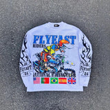 Fongt New Popular Fake Two Wide Leg Trousers Print Series Of Young Couples Round-Collar T-Shirt