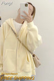 Preppy Style Zip Up Hoodies Women Harajuku Korean Oversized Sweatshirts Loose Long Sleeve Thin Tracksuit Tops