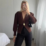 Fongt And Winter New Shaped Button Sweater Top Fashion Casual Simple Sense V-Neck Knitwear